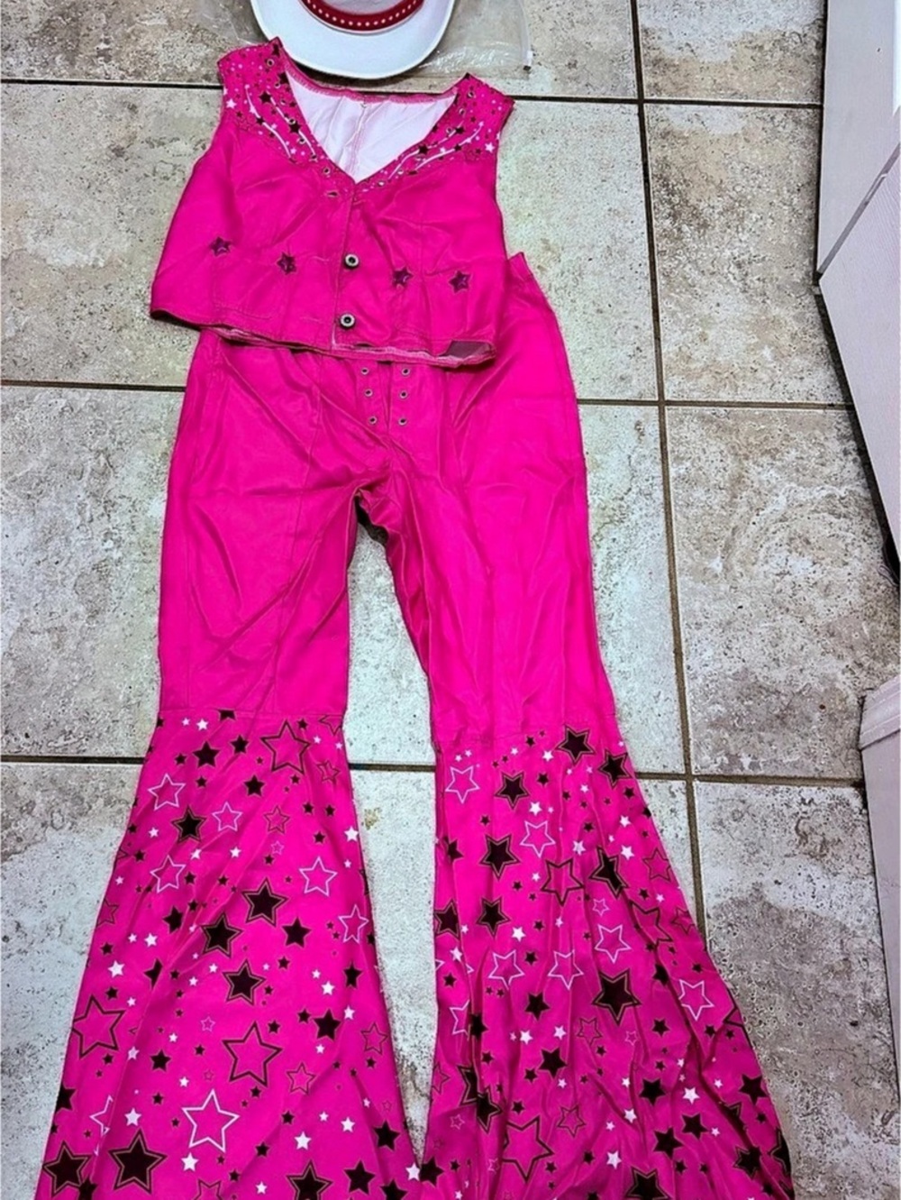 Kids Pink Star Flare-Leg Jumpsuit with Hat